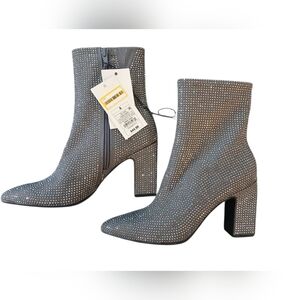 NWT A New Day Cassidy Rhinestone Ankle Boots. Silver & Gray. Womens.  Size 6